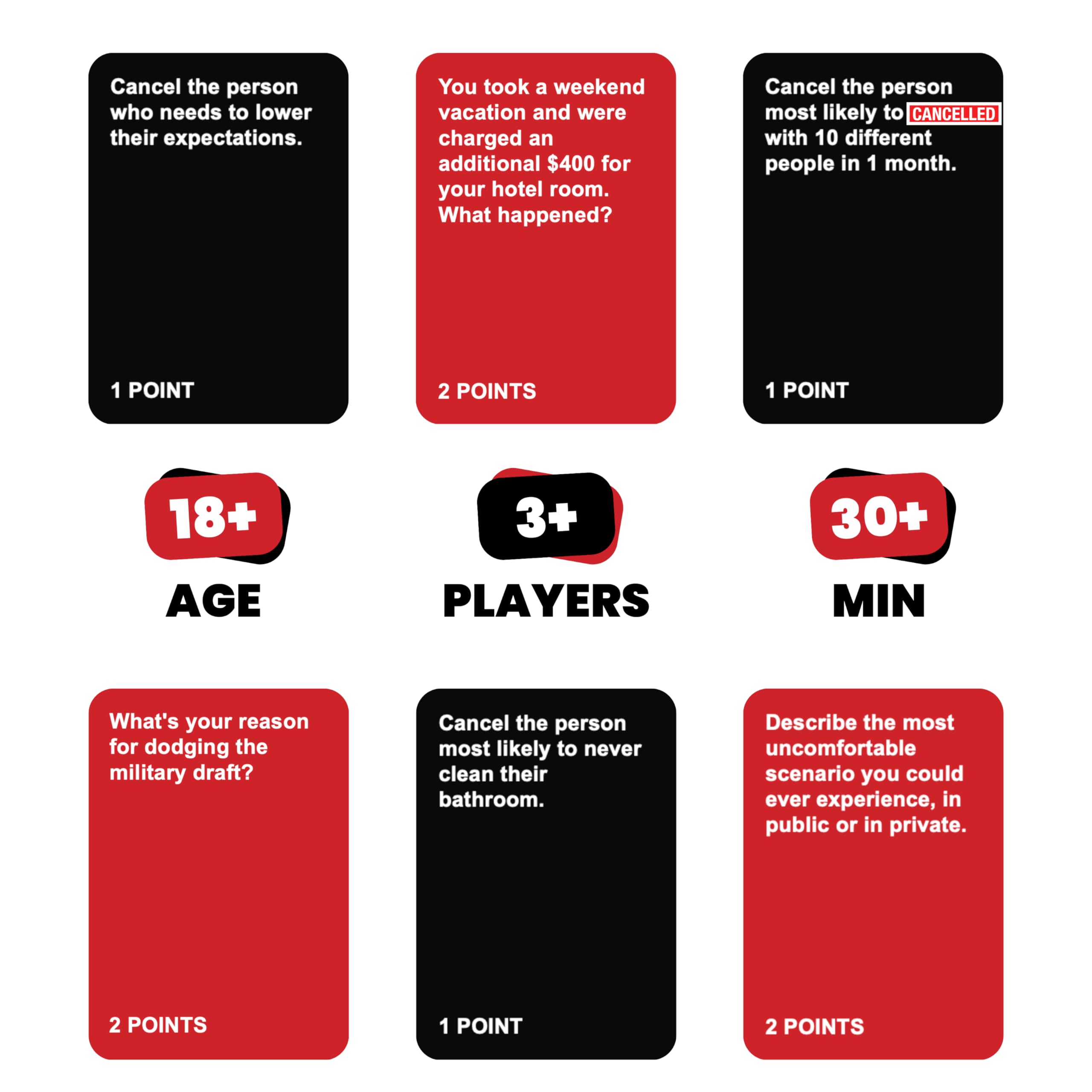 Do or Drink Cancelled judge card visible for dramatic responses