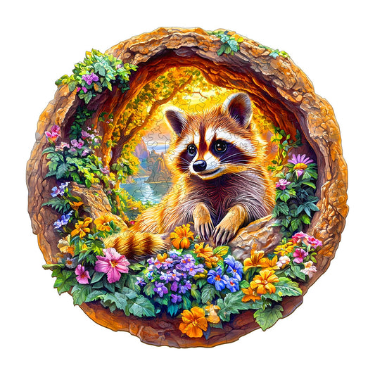 DOCRAGI raccoon vacation puzzle box with easel for reference and display