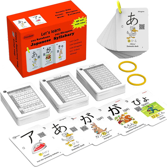 Docdeer ring-bound flash cards for Hiragana and Katakana practice