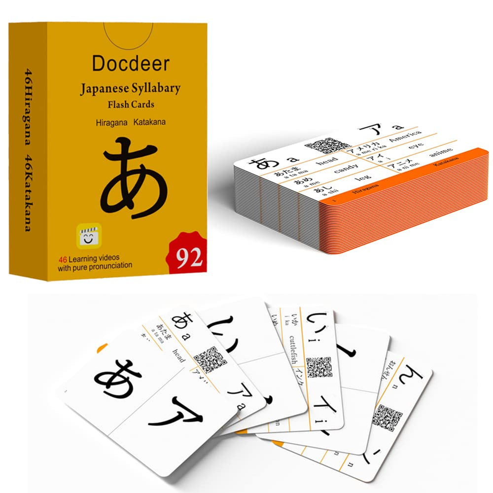 Docdeer Hiragana Katakana flashcards cover for quick beginner practice and visual learning.