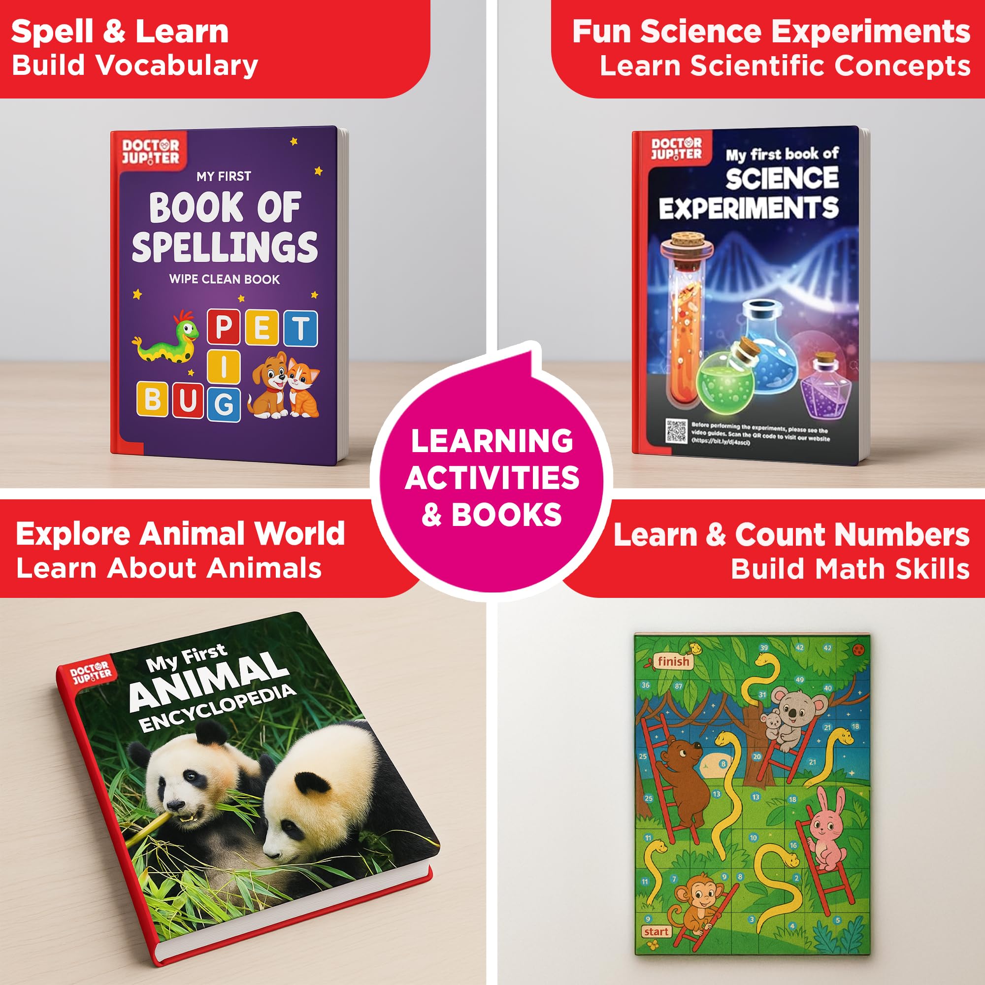 Doctor Jupiter Early-learning toys for ages 4–6, building motor skills.