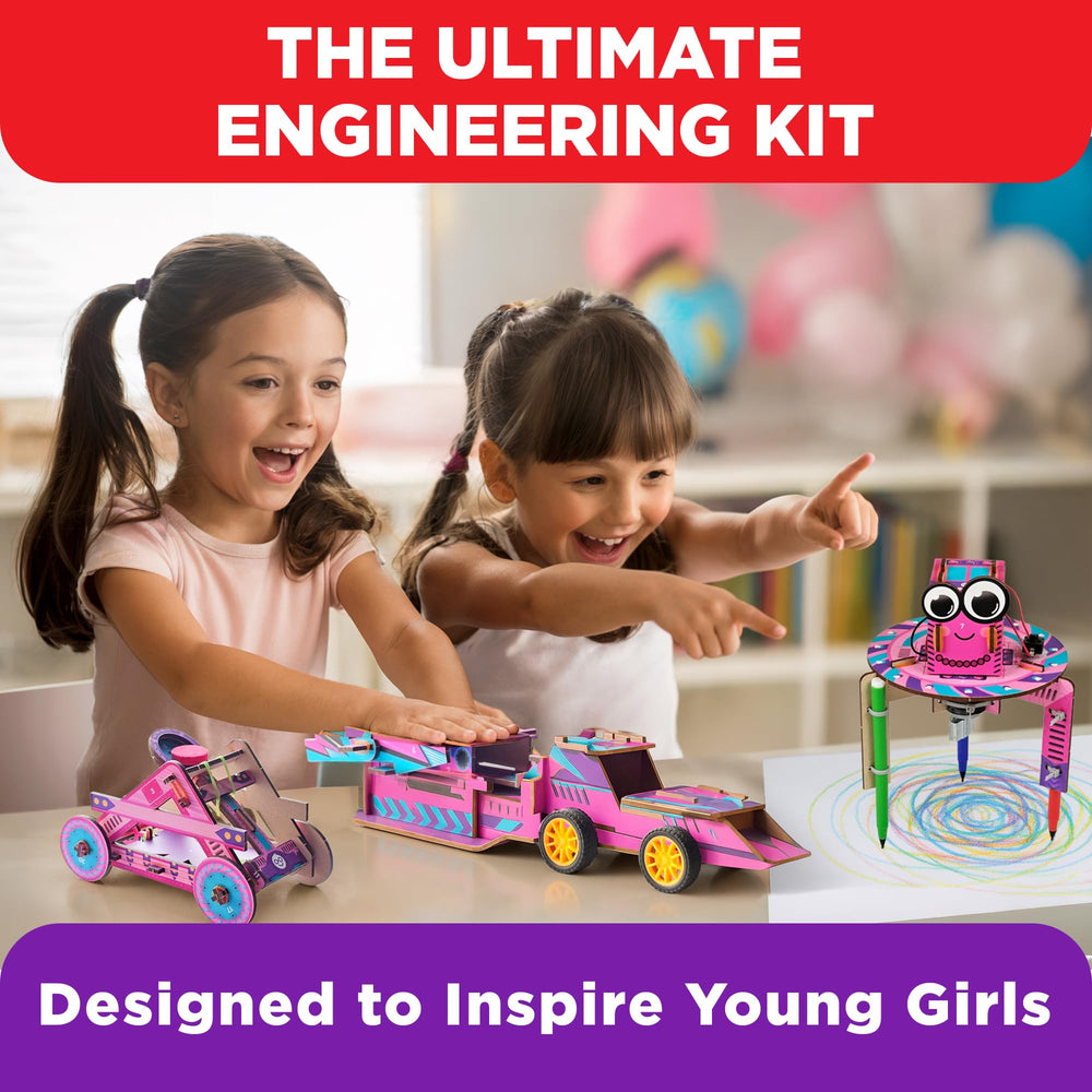 Doctor Jupiter Girls' Ultimate Engineering Kit race car with launcher promotes active learning.