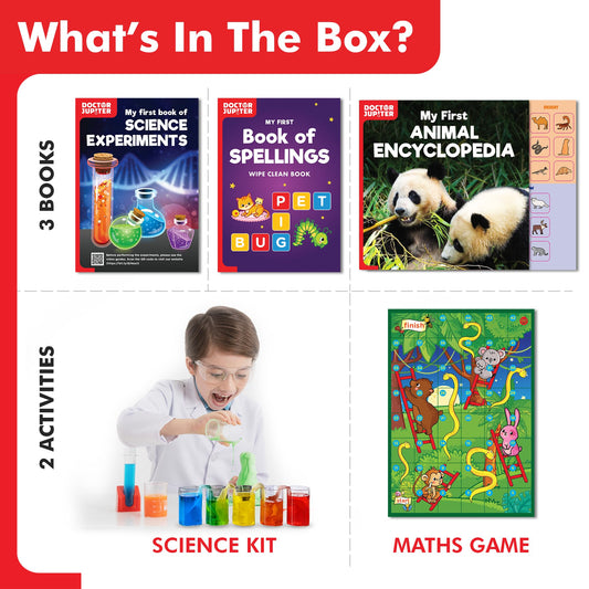Doctor Jupiter Little Genius Kit wipe-clean spelling book enables easy practice