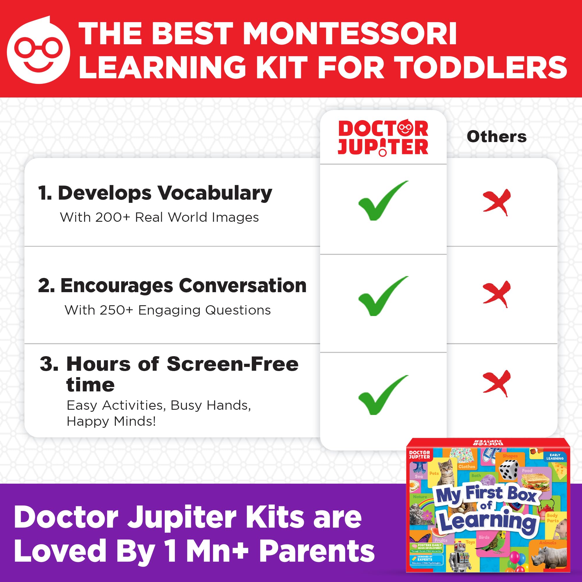 Doctor Jupiter My First Box Learning activity board supports interactive play.