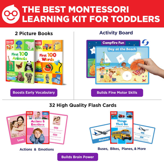 Doctor Jupiter My First Box Learning board books illustrate real-life scenes for comprehension.