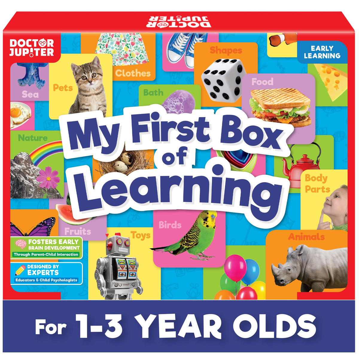 Doctor Jupiter My First Box Learning flashcards with rings enhances early recognition.