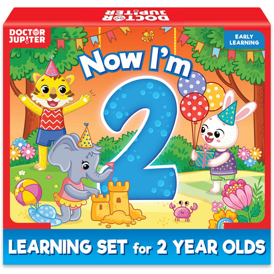 Doctor Jupiter Now I Am 2 board books with colorful pages for early learning.