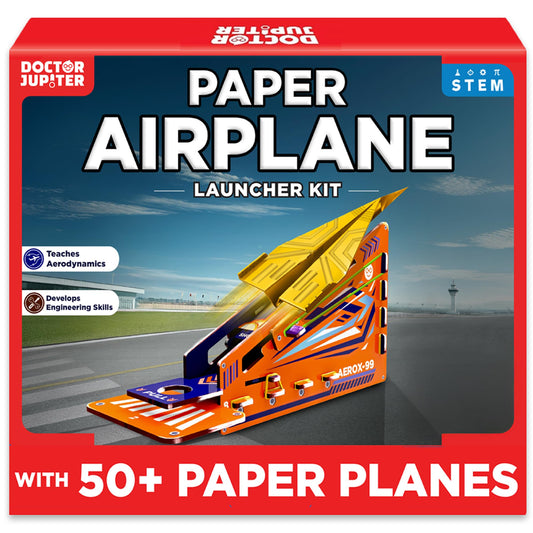 Doctor Jupiter Paper Airplane Book Kit launcher in action for quick flights.