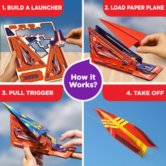 Doctor Jupiter Paper Airplane Book Kit planes in flight across a living room.