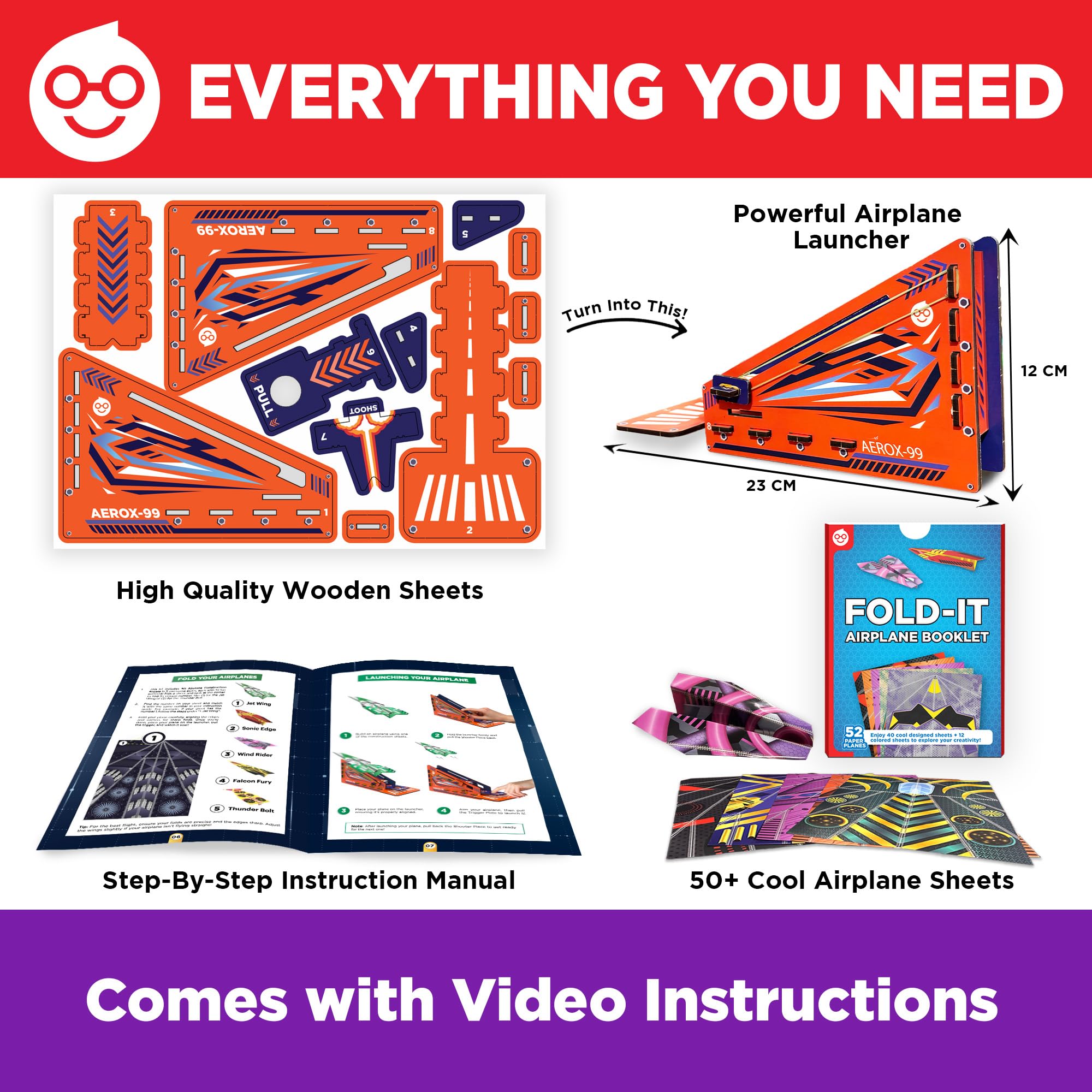 Doctor Jupiter Paper Airplane Book Kit QR video guide aids quick, safe assembly.
