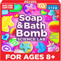 Doctor Jupiter soap and bath bomb lab kit cover, inspiring hands-on science fun during bath time.