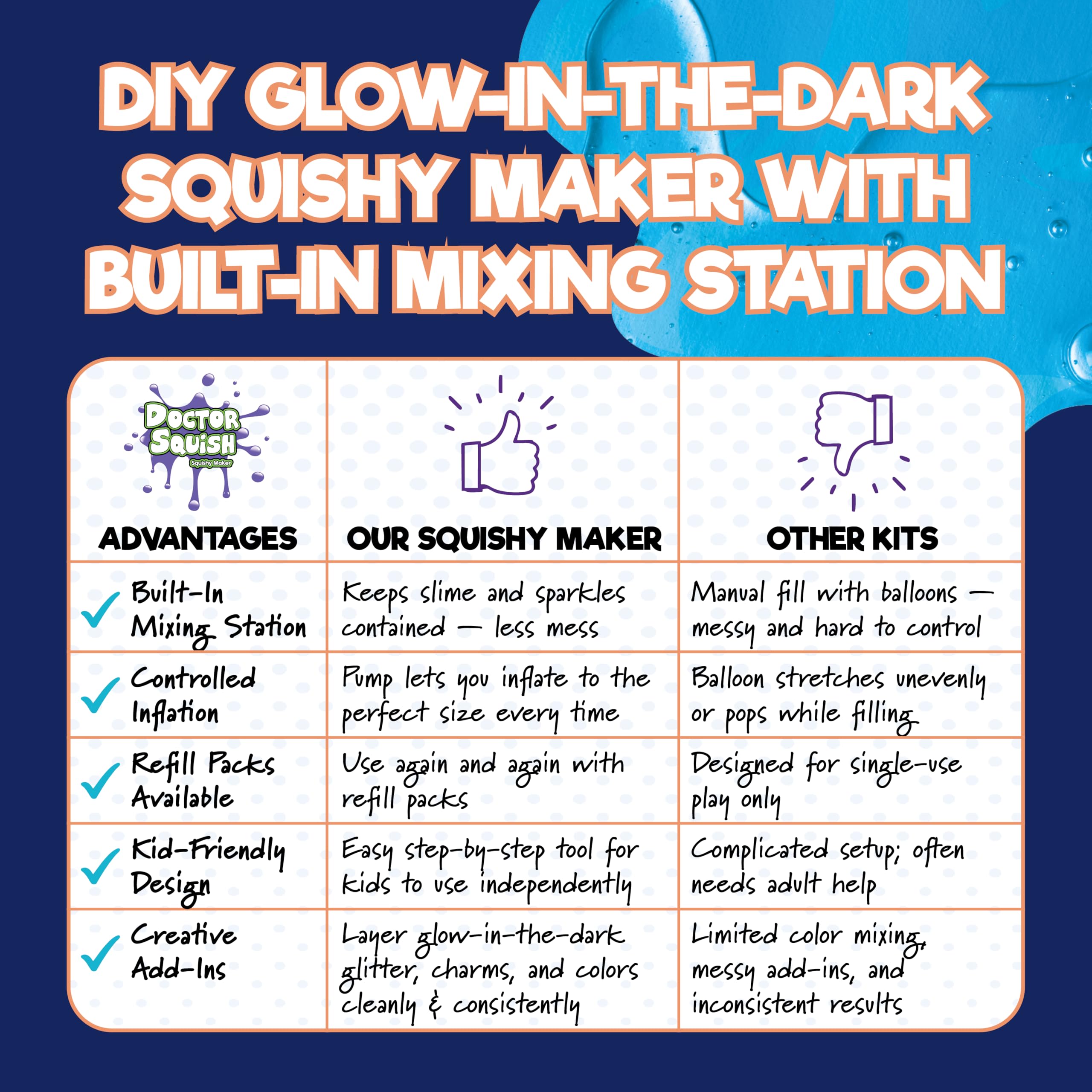 Glow charge effect from Doctor Squish enhances after-dark play.