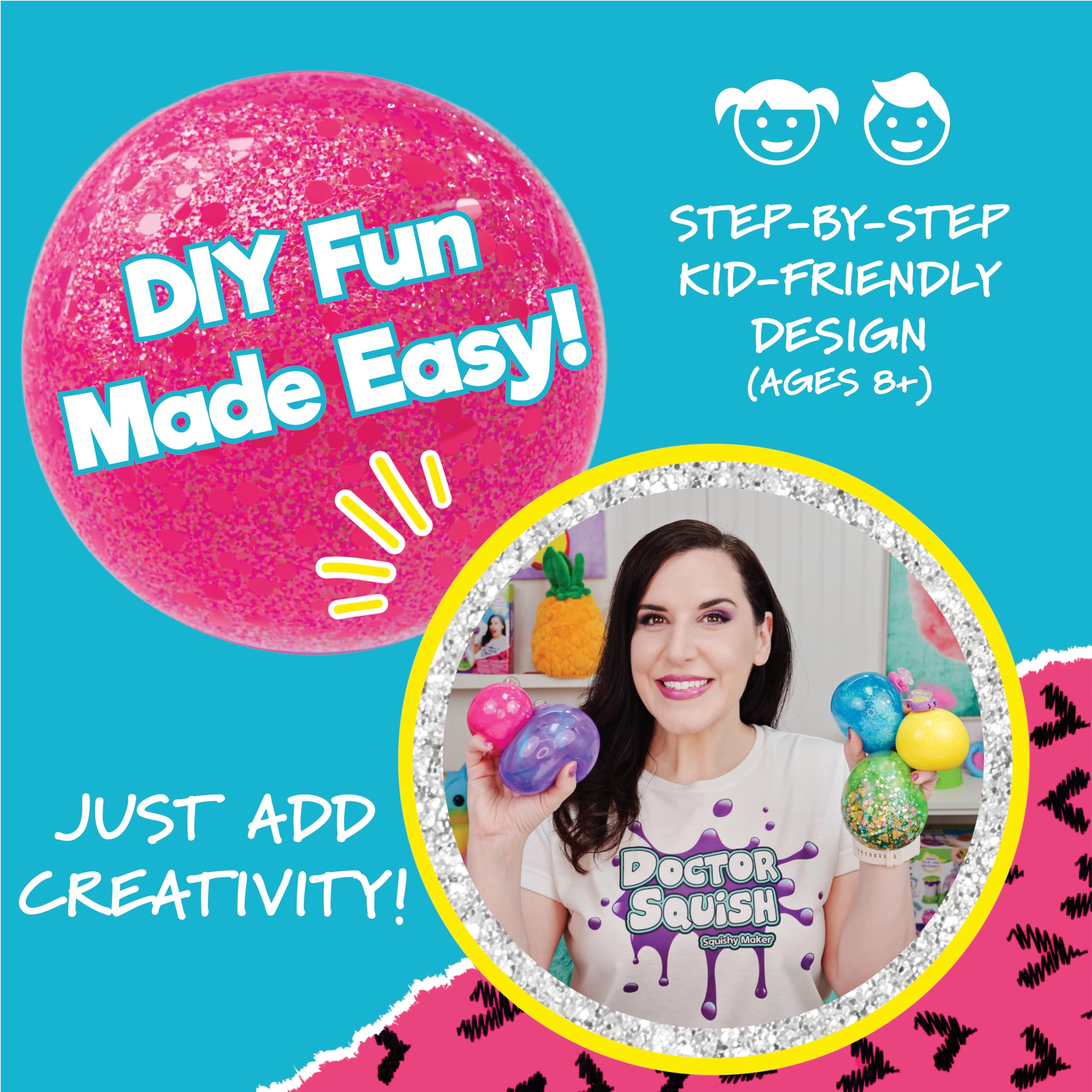 Reusable clips ready to secure different squishy shapes.