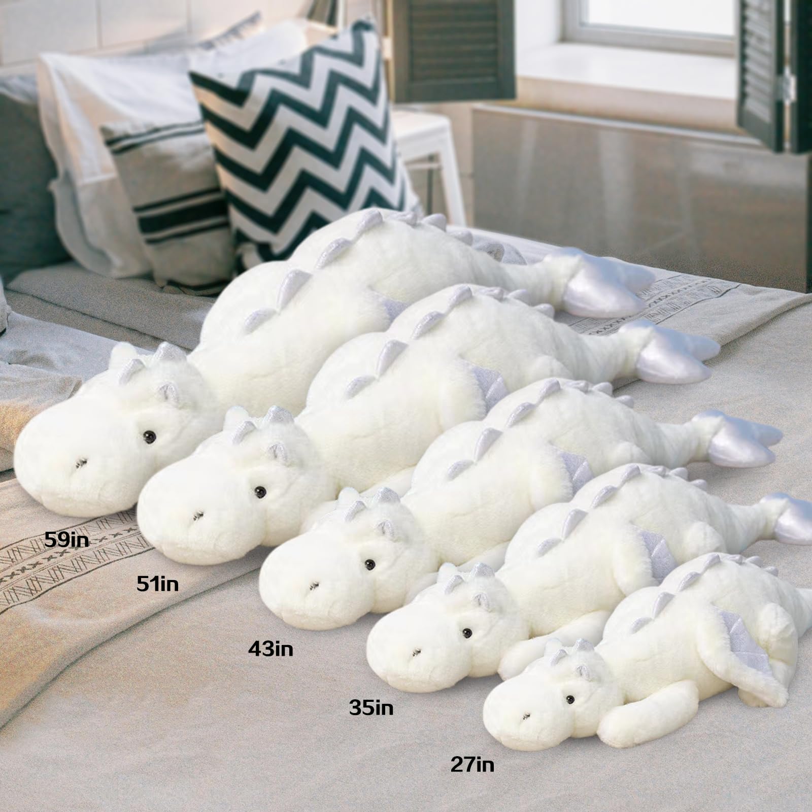 Dodhse Pterosaur white plush communicates soft, friendly design for ages 3+.