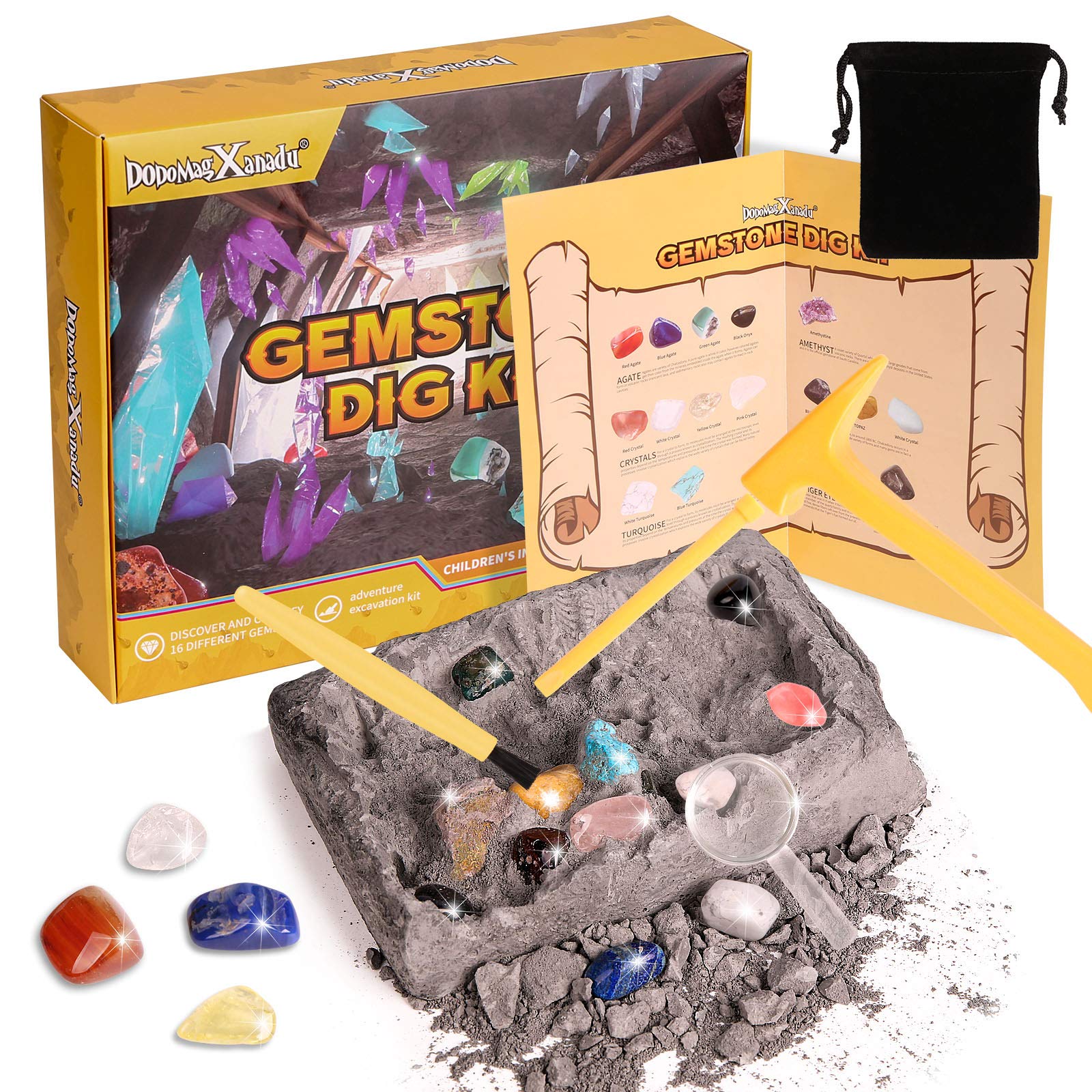 DoDoMagxanadu gemstone dig kit brick being soaked to reveal hidden gems