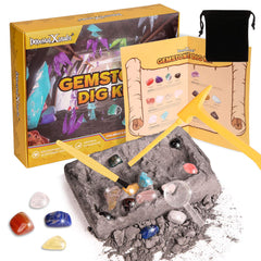 DoDoMagxanadu gemstone dig kit brick being soaked to reveal hidden gems