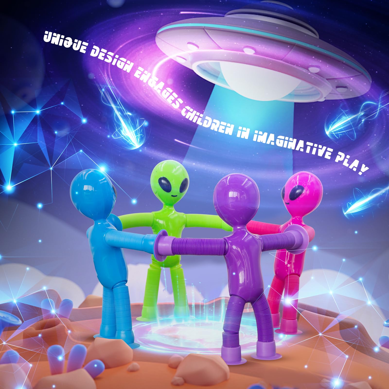DoDoMagxanadu alien telescopic stretch showcases flexible play for little hands.