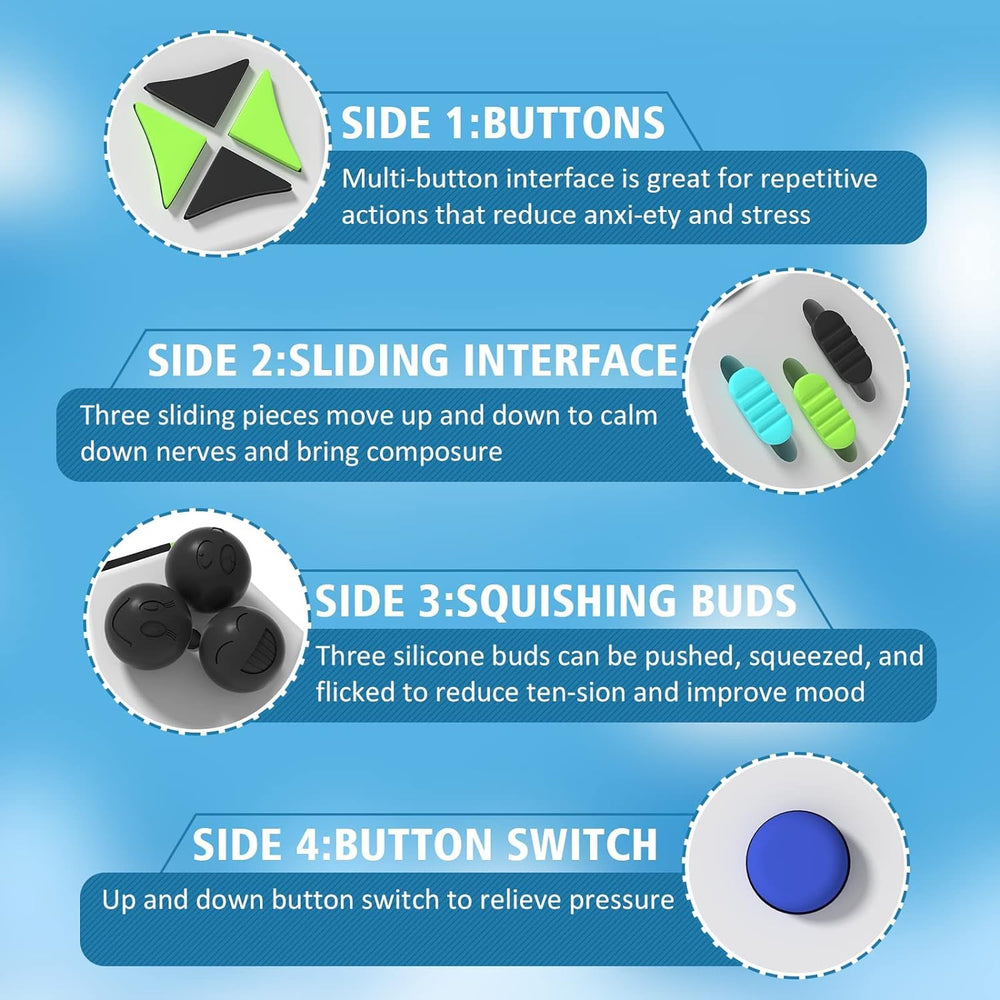 DoDoMagxanadu fidget cube with gears and buttons for sensory play.