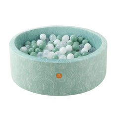 Dodozen foam ball pit in sage with round pool offering roomy toddler play space.
