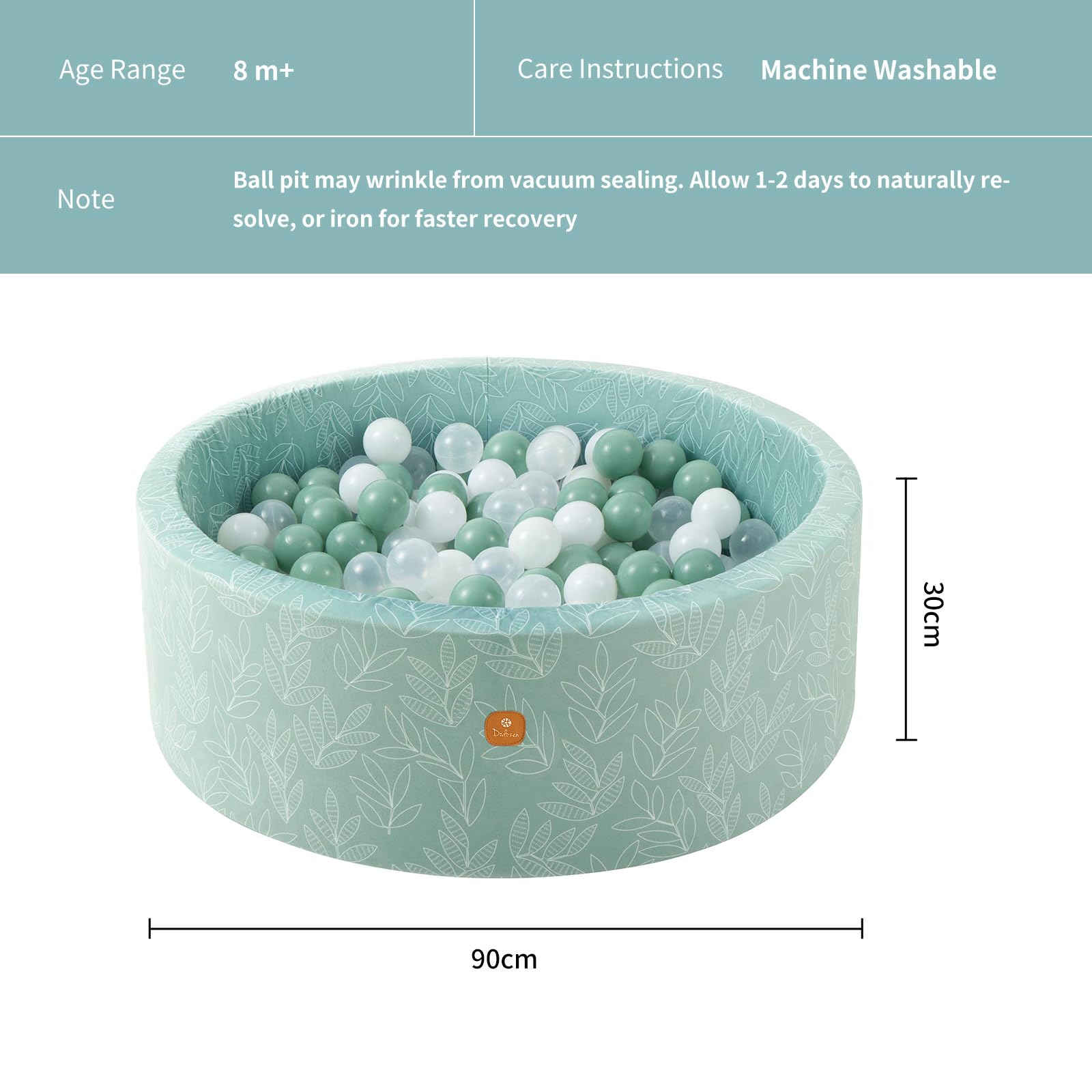 Note on vacuum packaging for Dodozen ball pit sponges and fabric cover.