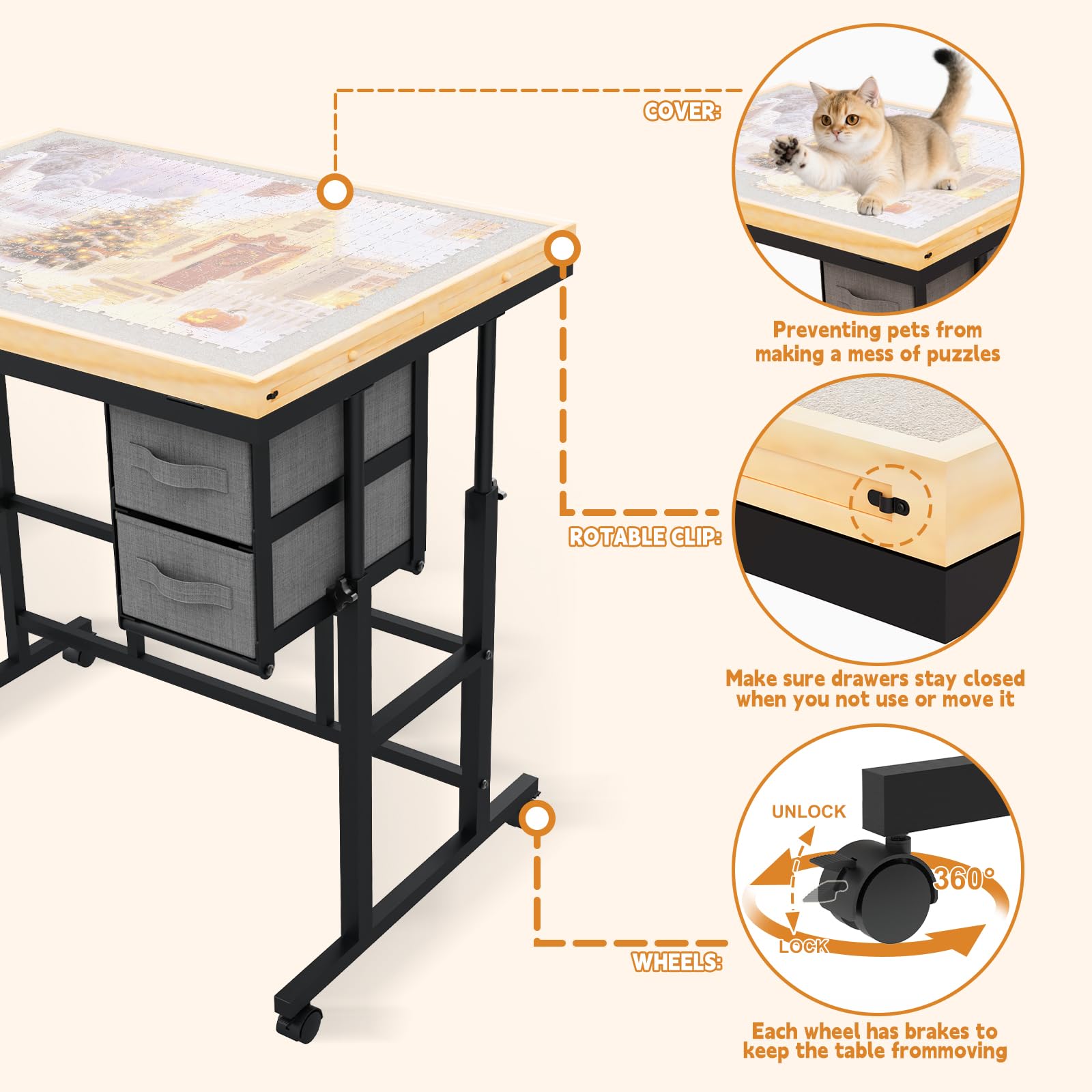 Doerpuz table drawer and pocket closeup showing soft felt and metal side guards.