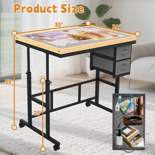 Doerpuz puzzle table with transparent cover protects puzzles from dust and pets.