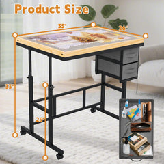 Doerpuz puzzle table with transparent cover protects puzzles from dust and pets.