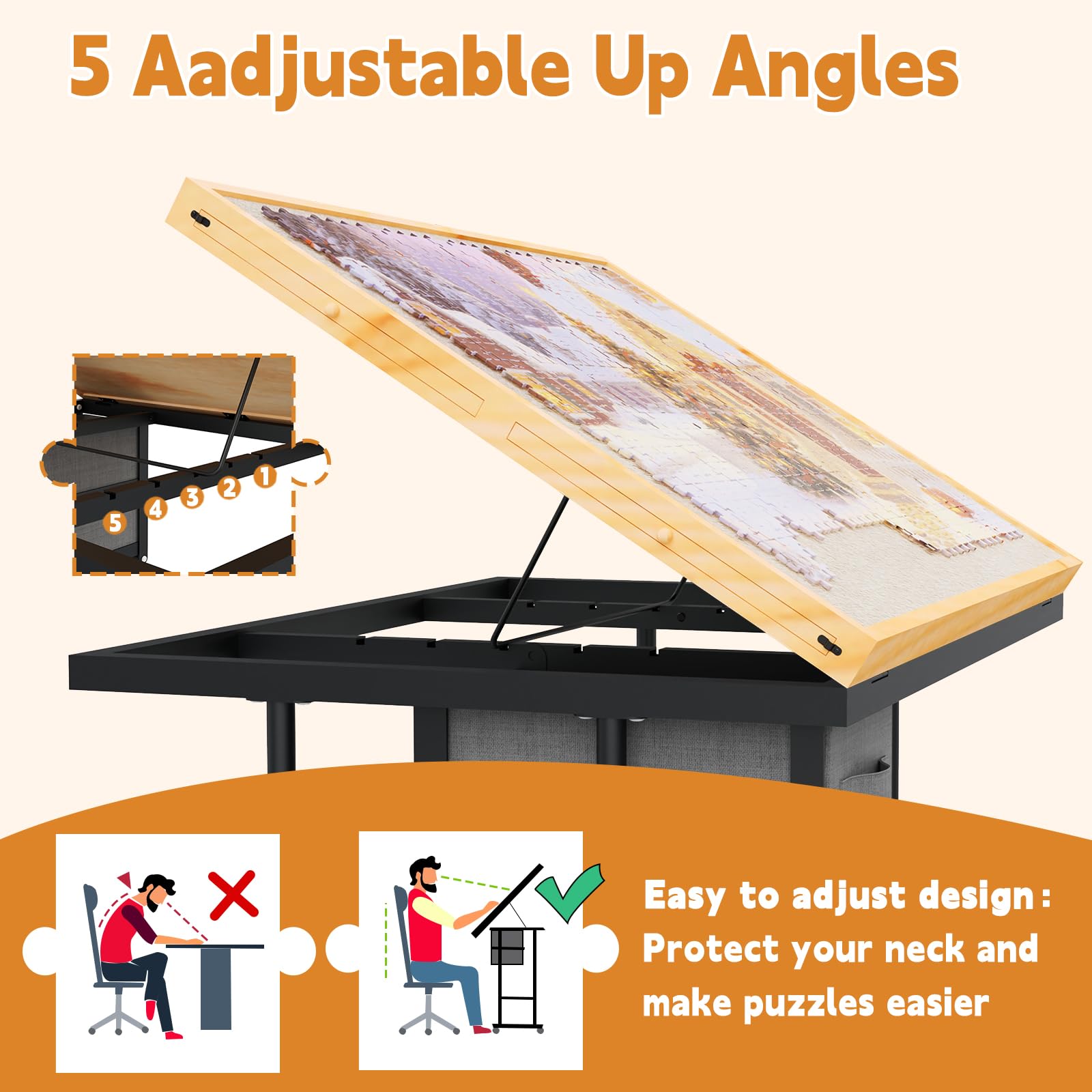 Doerpuz puzzle table with wheels for easy repositioning during sessions.