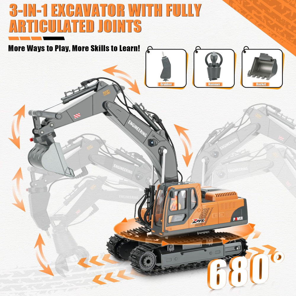 Dogern RC Excavator claw attachment simulating grabbing objects during roleplay