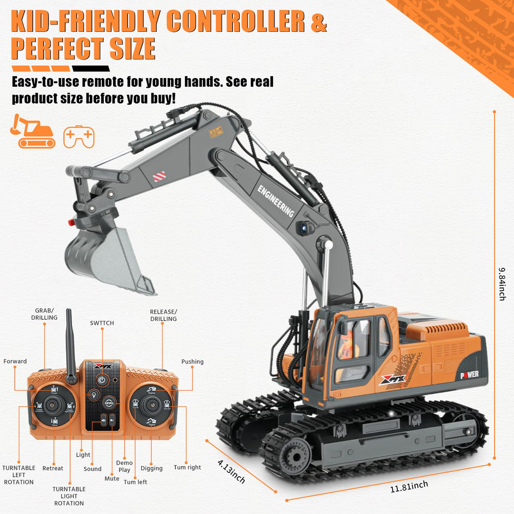Dogern RC Excavator kid-friendly build supports durable, long-lasting play