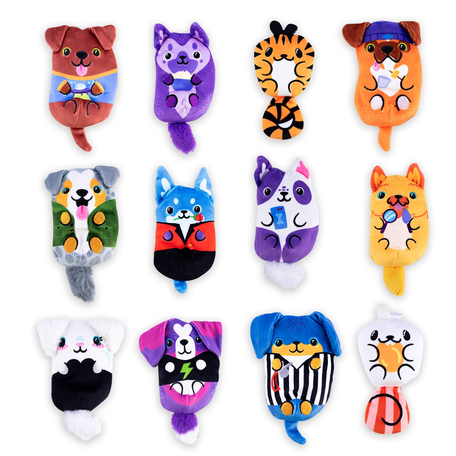 Dogs vs Squirls mystery bag plush varieties, collectable desk pets for kids and collectors.