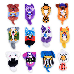 Dogs vs Squirls mystery bag plush varieties, collectable desk pets for kids and collectors.