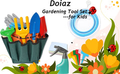 Doiaz Kidz Gardening Tool Set watering can teaches watering basics with easy grip.