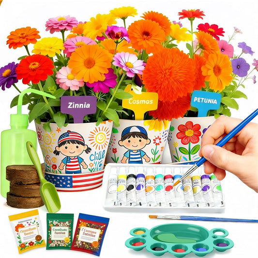 Doiaz Paint & Plant kit with three pots for kids, ready for a creative project.