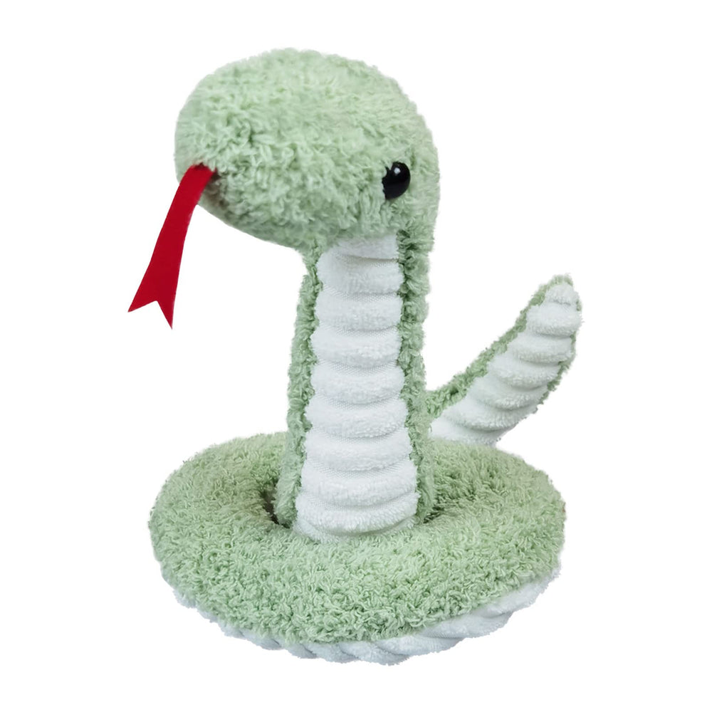 Doindute green plush snake front view shows soft cuddly texture for kids