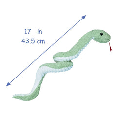 Doindute green plush snake close-up highlights fluffy fur and cheerful colors