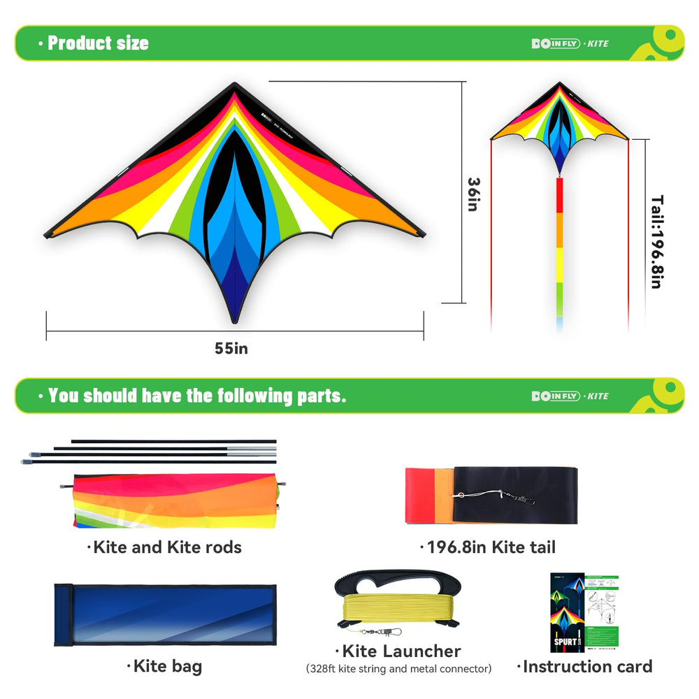 Doinfly rainbow delta kite stands out in the sky