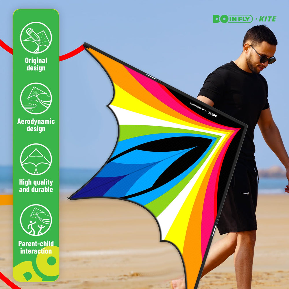 Doinfly triangular kite in stable flight for beginners
