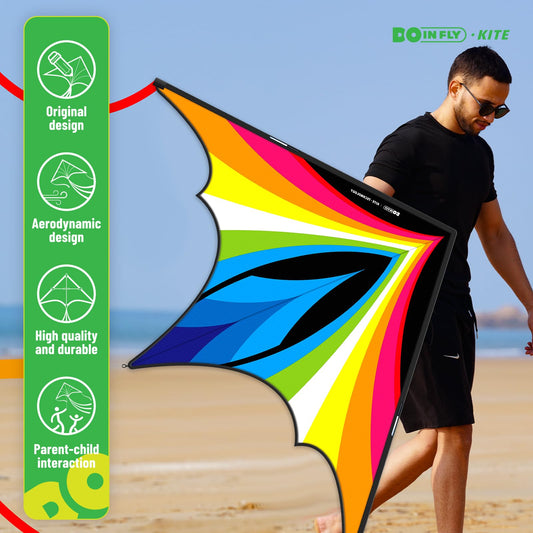 Doinfly triangular kite in stable flight for beginners