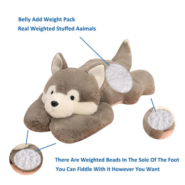Doireum weighted husky plush 75cm, front view, comforting weight for calm moments