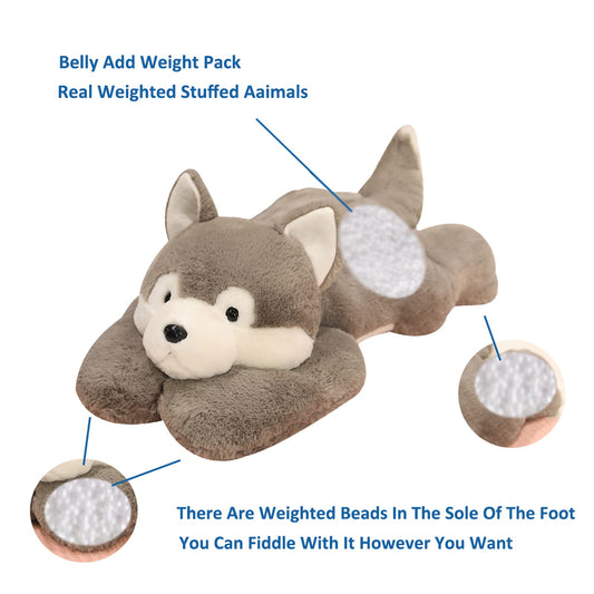 Doireum weighted husky plush 75cm, front view, comforting weight for calm moments