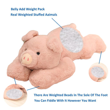 Doireum weighted pig plush side view showcases soft fur for cozy hugs