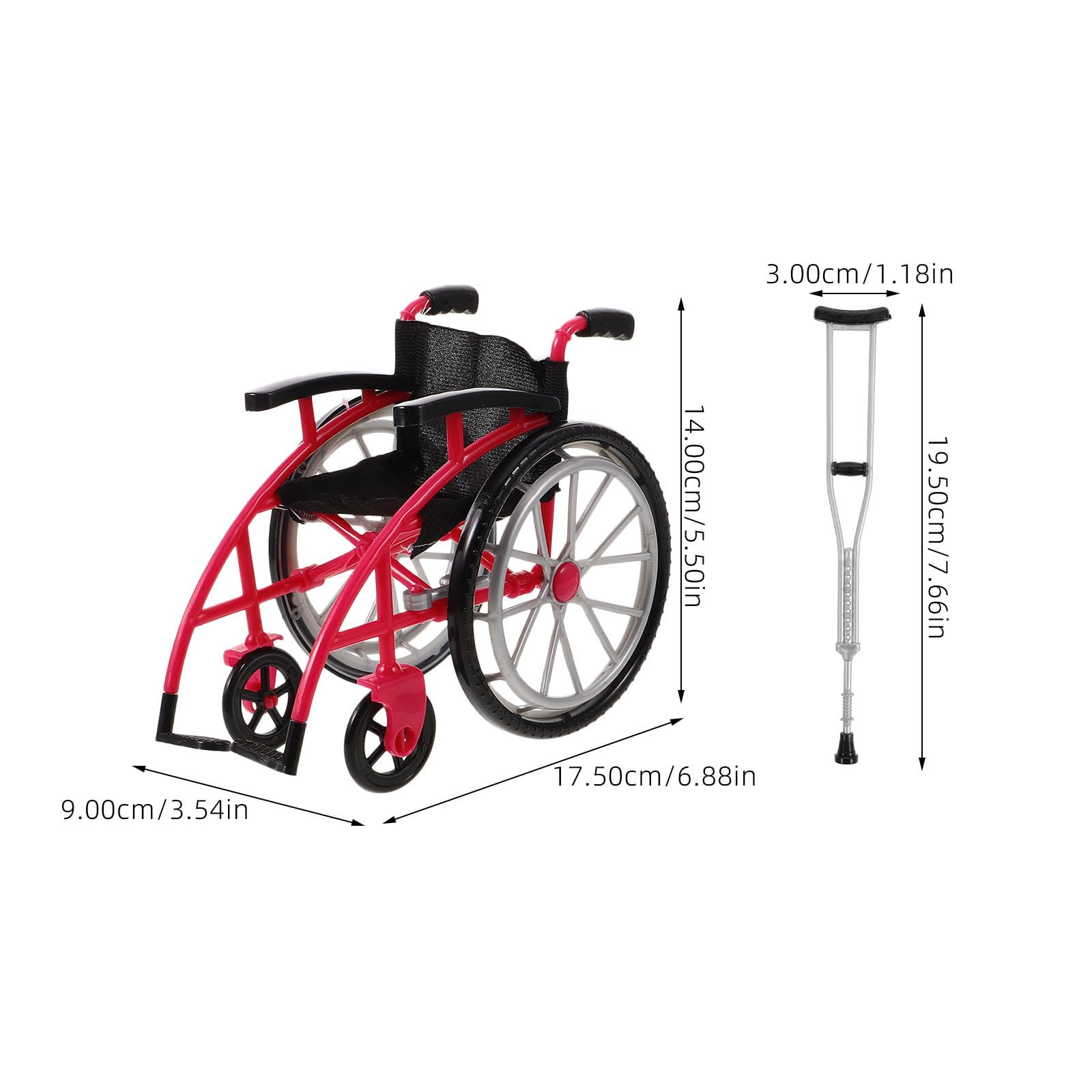 DOITOOL realistic folding wheelchair crutch prop for dioramas and playsets.