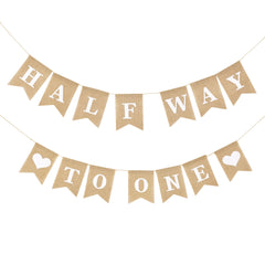 Dokuna Half Way to One banner pre-strung in khaki, wall-decoration ready for effortless setup.