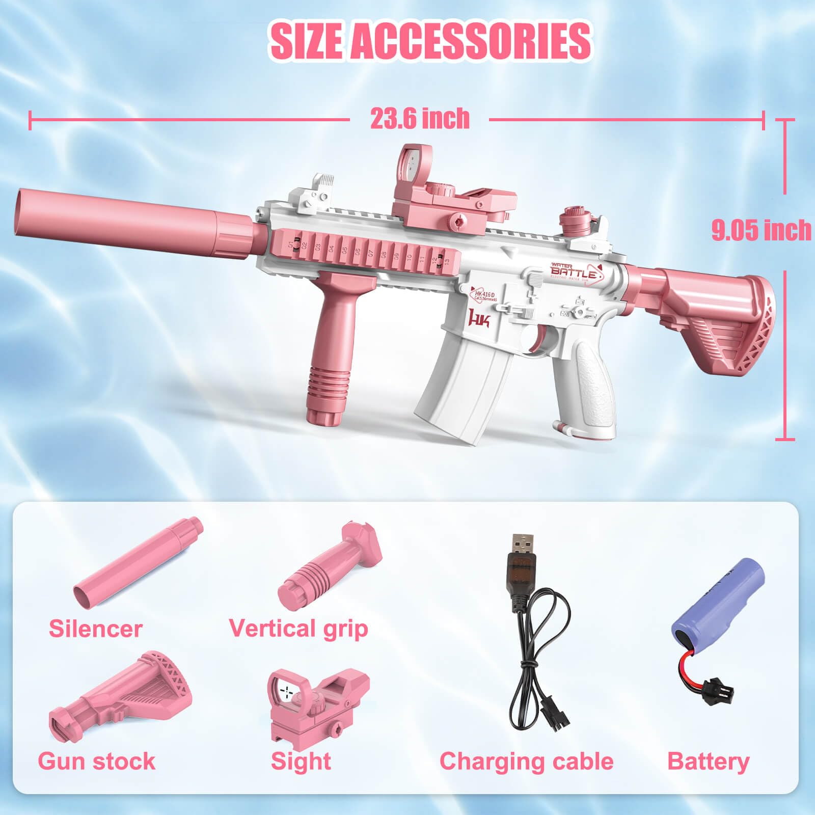 Dolanus electric water gun being assembled for use