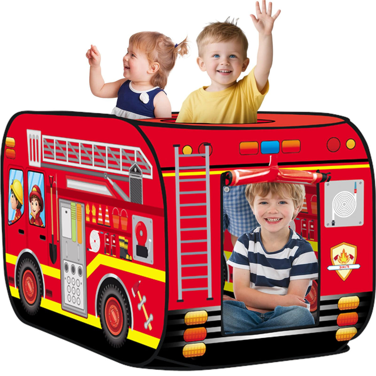 Dolanus Fire Truck Play Tent setup enables quick, easy playtime for kids.