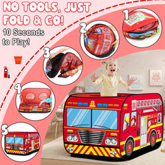 Dolanus Fire Truck Play Tent storage bag keeps it neatly stowed after adventures.