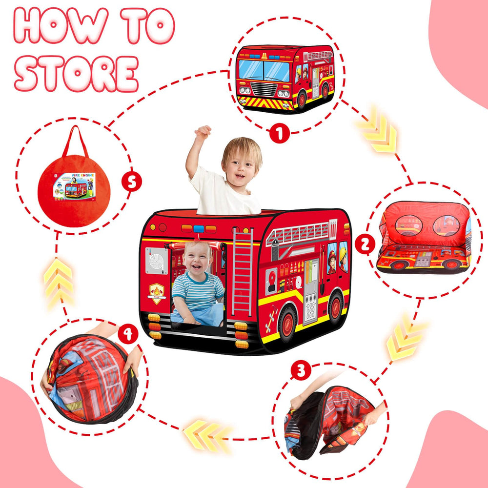 Dolanus Fire Truck Play Tent breathable windows promote fresh air during play.