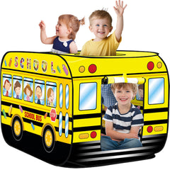 Dolanus School Bus Play Tent in unfolded setup for instant play