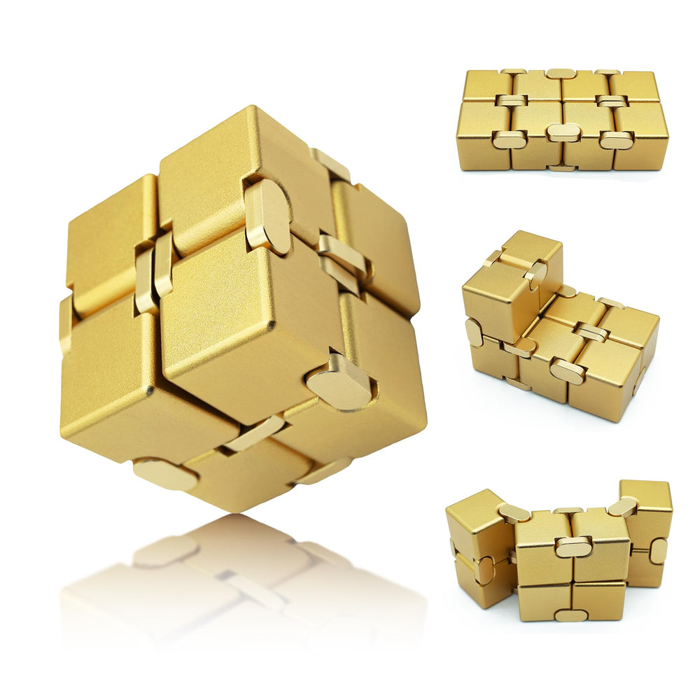 DOLASEV Infinity Cube gold unboxing reveals sleek metal design for focused calm.